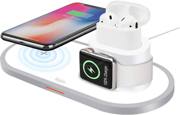 Беспроводное зарядное устройство Devia 3 в1 V3 (для смартфона, умных часов Apple Watch и зарядного кейса AirPods), белый фото 3