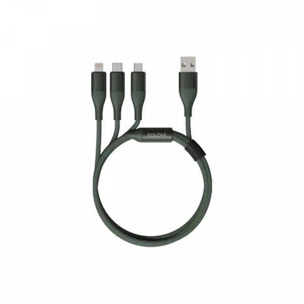 Кабель Mi SOLOVE 3 in1 USB Lightning/Micro/Type-C 120cm (DW2) зеленый фото 1