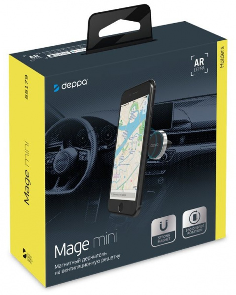 Автомобильный держатель Mage mini для смартфонов, магнитный, крепление на вент.решетку, серебристый, Deppa фото 2