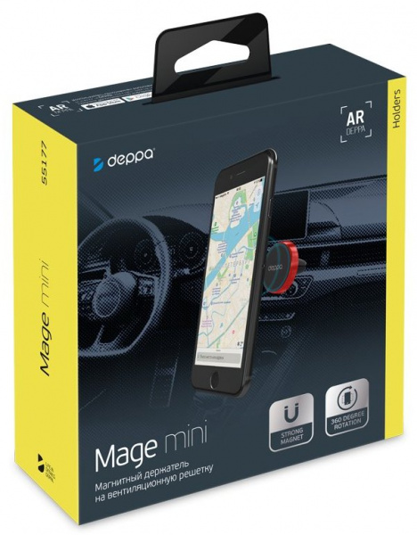 Автомобильный держатель Mage mini для смартфонов, магнитный, крепление на вент.решетку, зеленый, Deppa фото 2