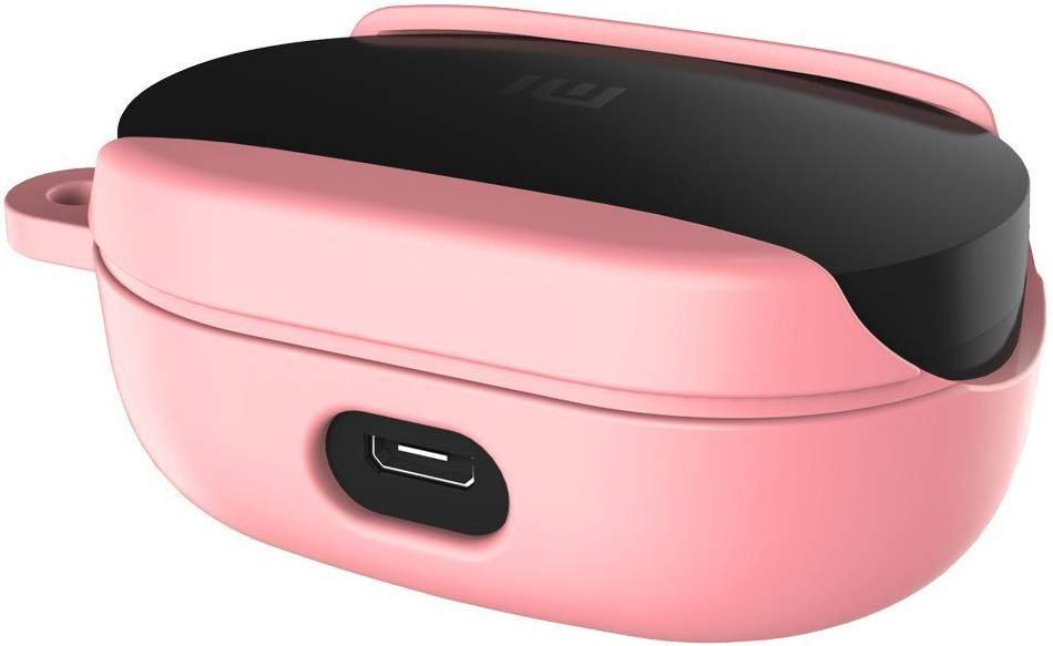 Чехол силиконовый с карабином для Xiaomi Redmi AirDots, розовый фото 2