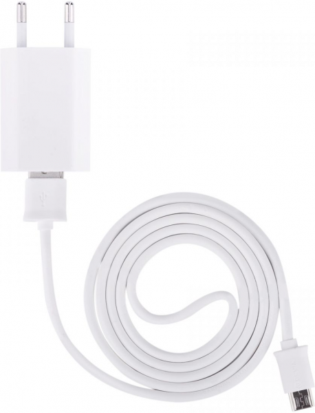 СЗУ адаптер 1 USB 2.1A + Дата-кабель Micro USB 2А (100 см) Smart Charger Suit, белый, Devia фото 1