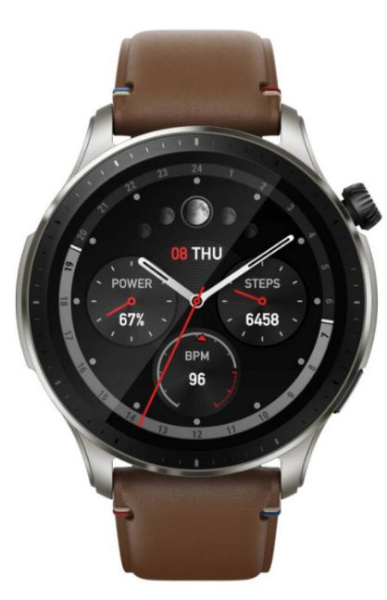 Умные часы Amazfit GTR 4, коричневый кожаный ремешок фото 6