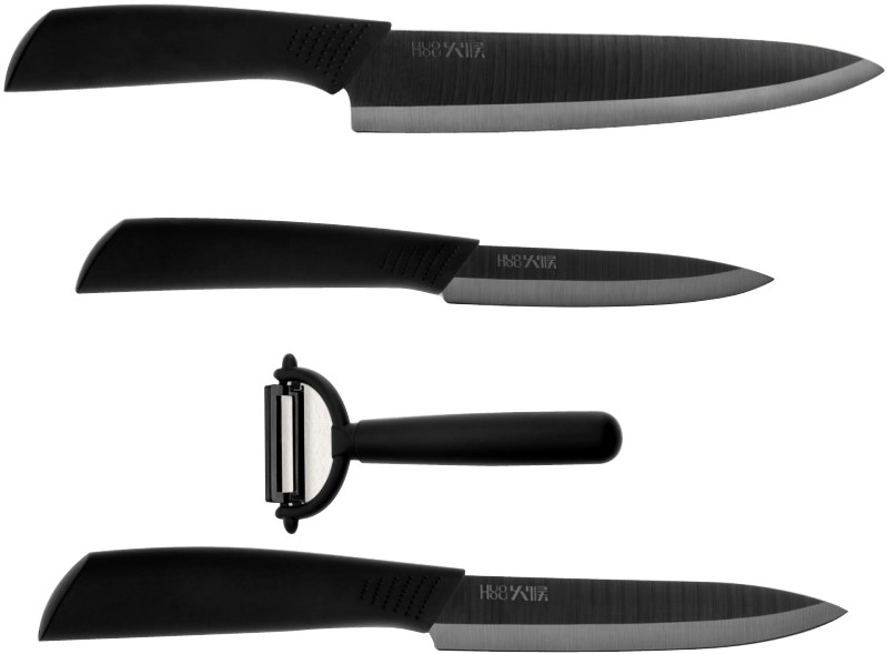 Набор керамических ножей 4в1 Huo Hou Nano Ceramic Knife с подставкой фото 1