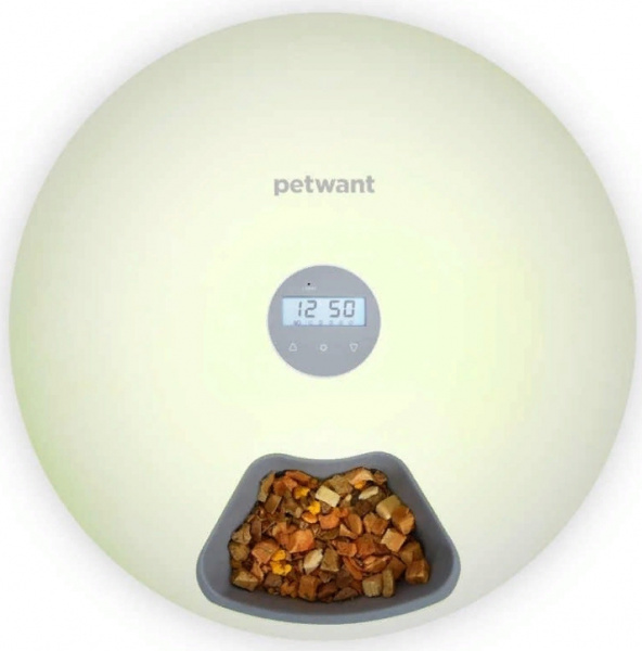 Автоматическая кормушка для животных Petwant F6 LCD, 6 отсеков для корма по 180мл, зеленая фото 1